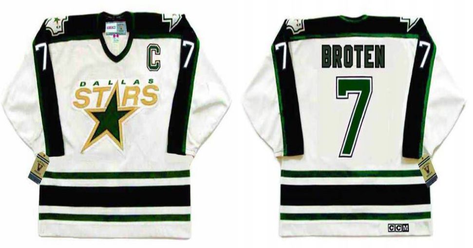 2019 Men Dallas Stars 7 Broten White CCM NHL jerseys